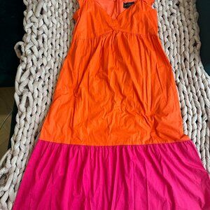 Donna Morgan Midi Flutter Sleeve Color Block Dress